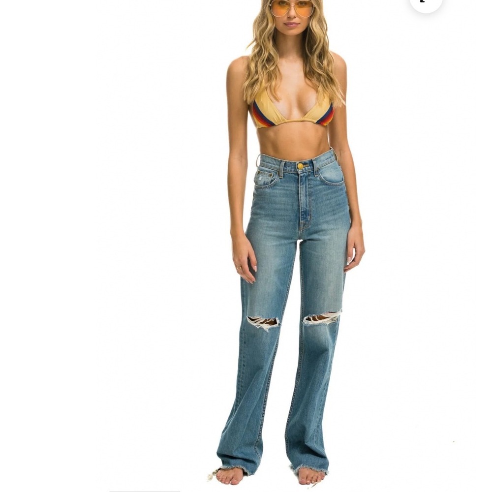 Aviator Nation Hi Rise Wide Leg Gypsy Jeans Vintage Size 24‎